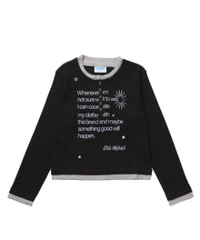 sqnz fake layered henley star l/s tee / 長袖 プリント ヘンリー フェイクレイヤード ツートーン ブラック