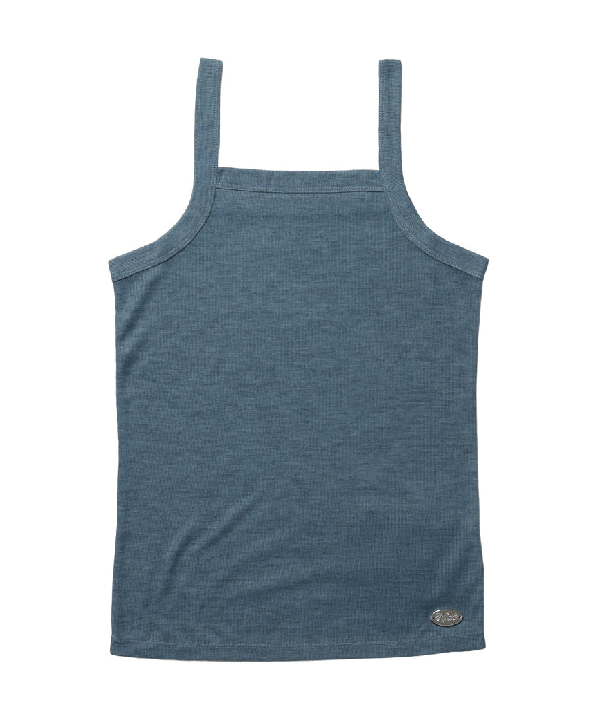 sqnz sheer layered tank / レディース シアー レイヤード ピスネーム メタルプレート タンクトップ クルーネック グリーン