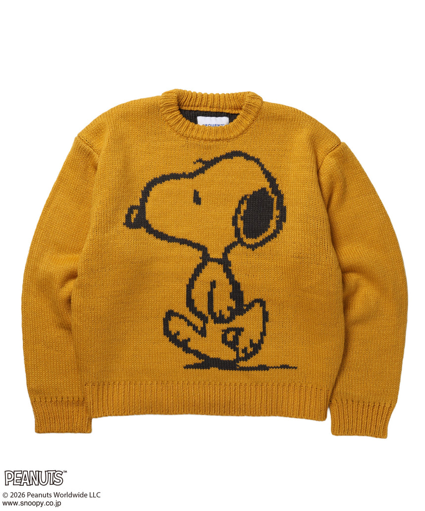 TP SNOOPY CHUNKY KNIT / スヌーピー メッセージプリント チャンキーニット イエロー