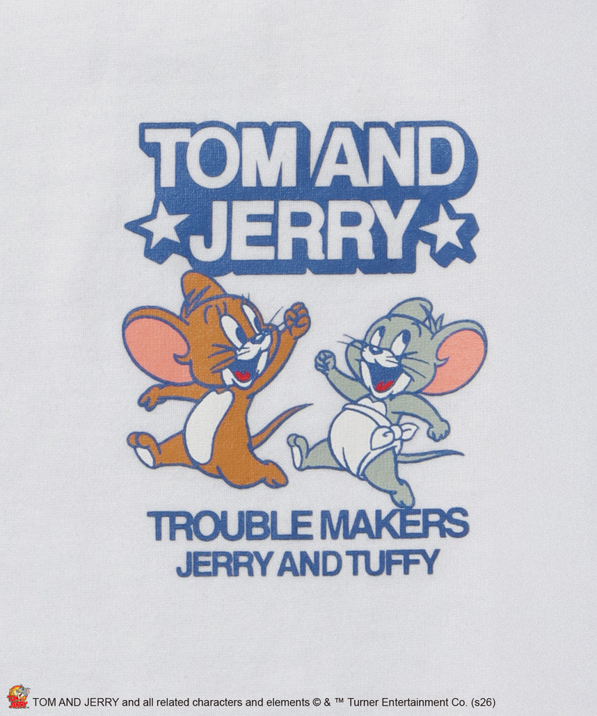TJ BEST FRIENDS! EMB. TEE / トムとジェリー Tシャツ 半袖 クルーネック 刺繍 オーバーサイズ ホワイト