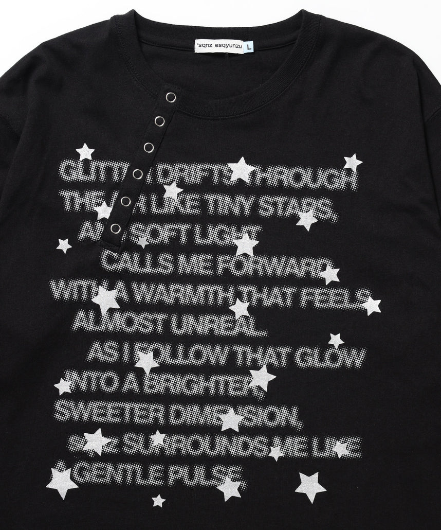 ※WEB限定 / ぼかしプリントヘンリーネックロンT / sqnzU BORDER L/S TEE ブラック