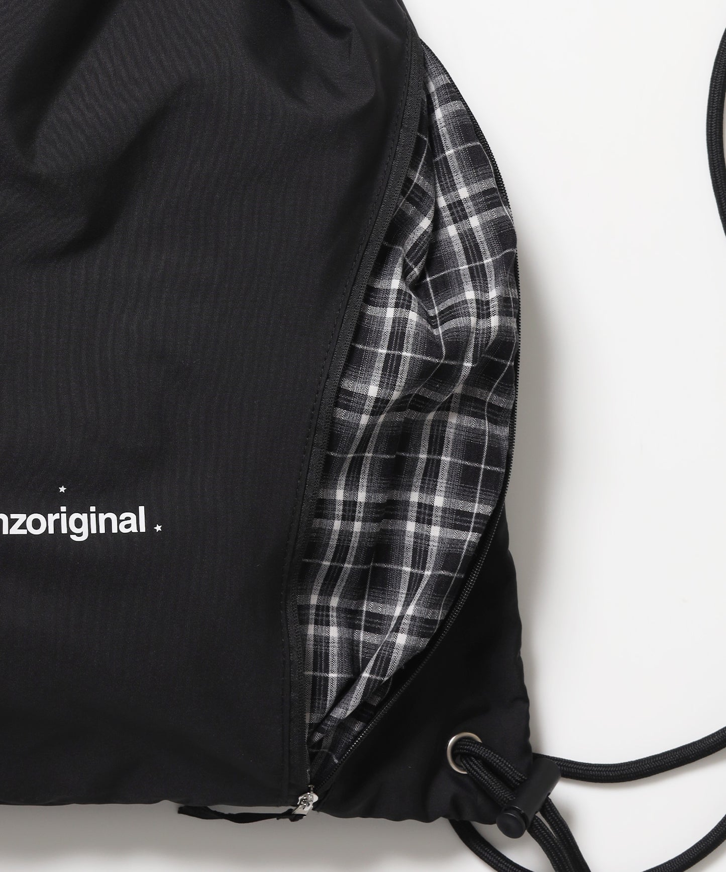 ≪予約商品≫※WEB限定 / 2WAY仕様 /チェックジップナップサック /sqnz zip knapsack ブラック