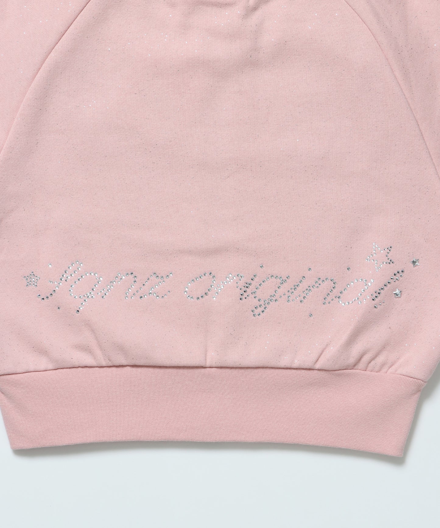 sqnz glitter zip top / グリッターダブルジップ ジップスウェット 裏起毛 ラインストーン 【セットアップ着用可能】 ライトピンク