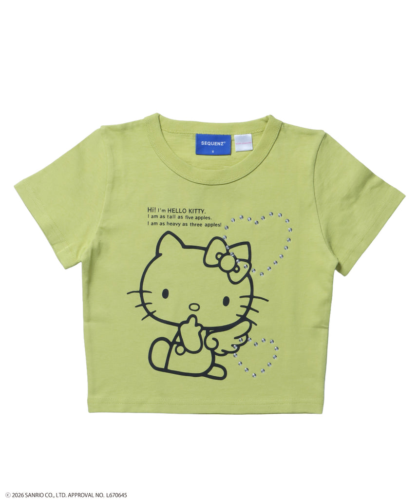 HK LOVE SEQUENZ TEE / ハローキティ キティちゃん 半袖 クルーネック プリント ワンポイント ラインストーン イエロー