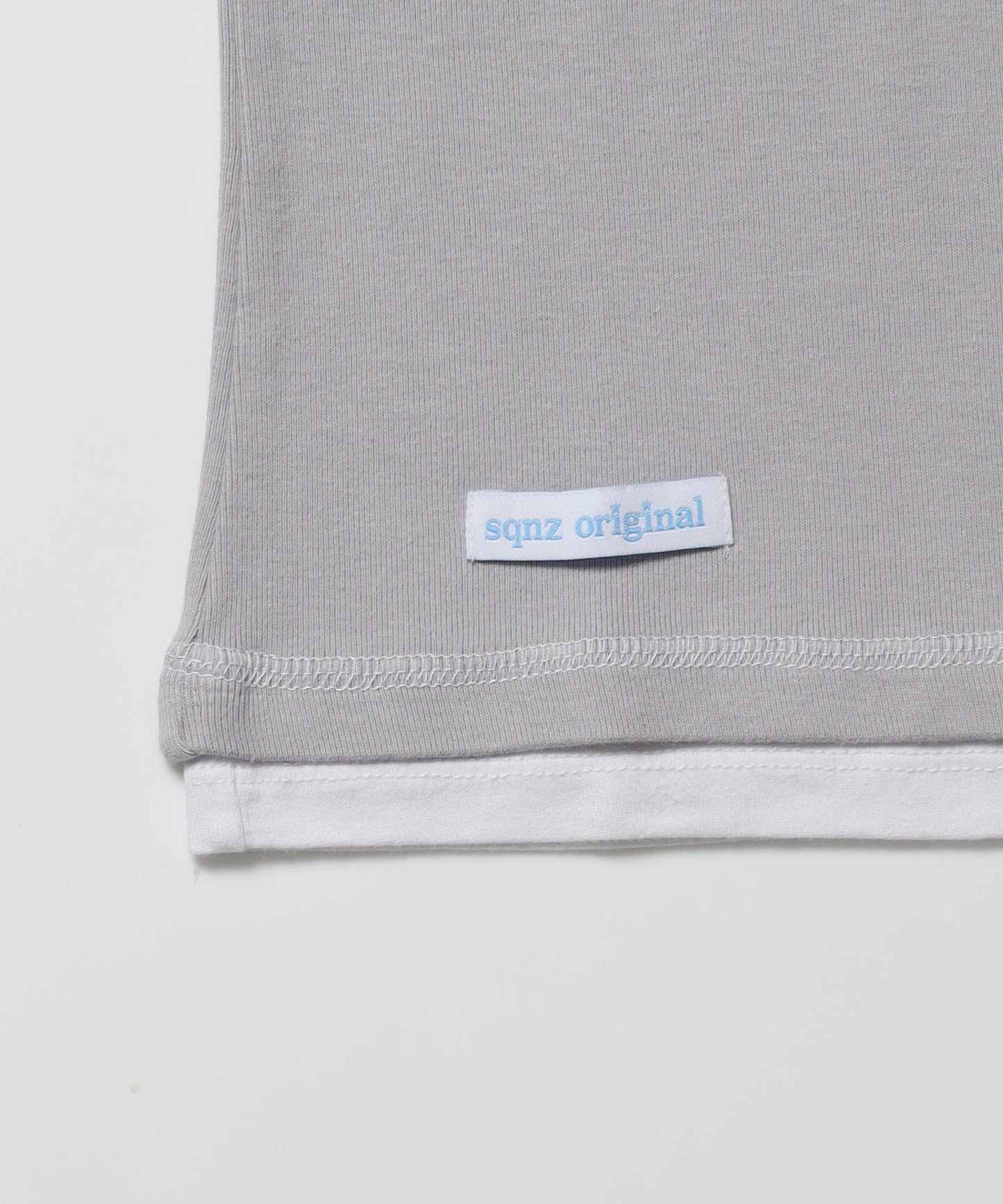 ※WEB限定 / フェイクレイヤード / バイカラーヘンリーネック半袖T /sqnz fake layered henley star tee ライトグレー