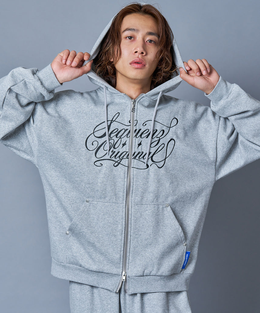 【激レア】チャングンソク zikzinバラフードパーカー SEQUENZ（シークエンズ）】SQNZ LOGO GLITTER ZIP P/K / グリッター