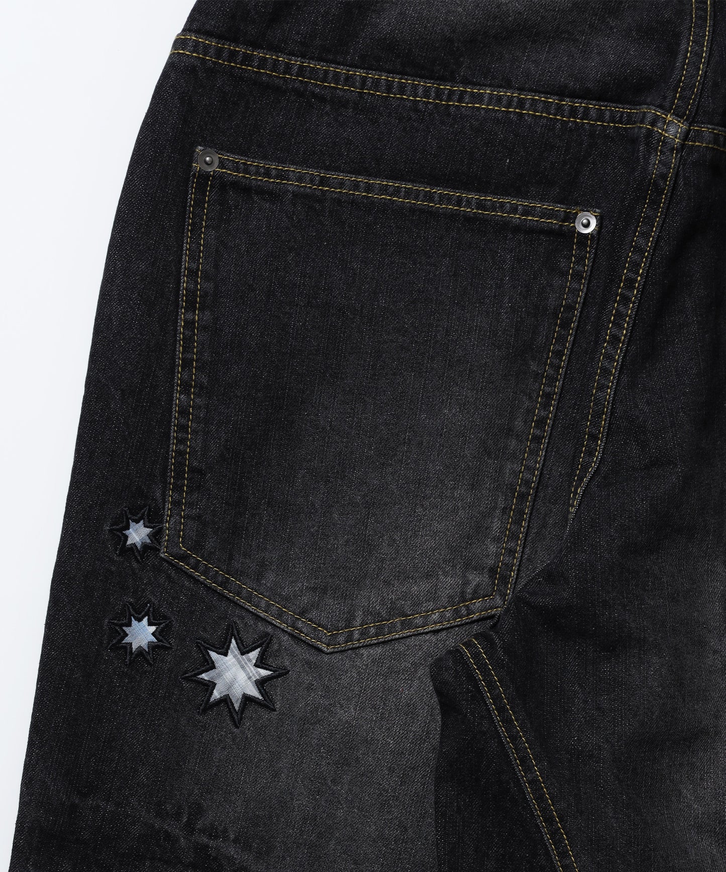 ※WEB限定 / ワイドデニムパンツ / sqnz seam design applique denim ブラック