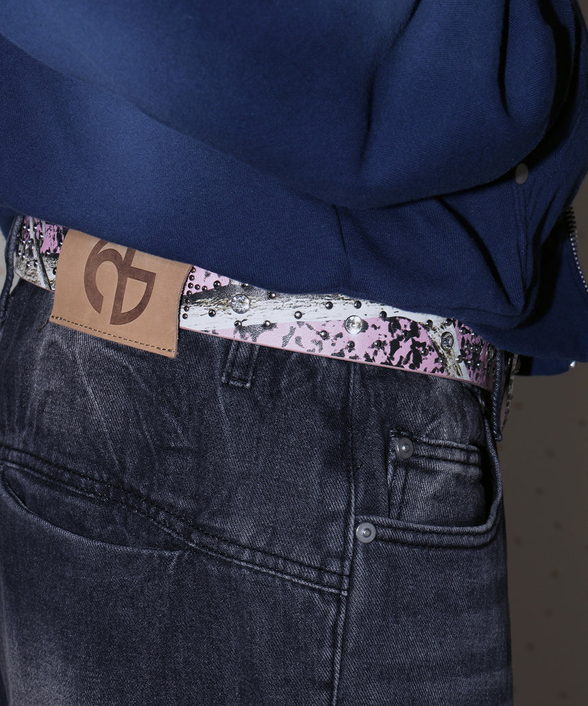 SEQUENZ RHINE STONE BELT MEN / ベルト スタッズ ストーン リアルツリー レオパード メンズ 雑貨 柄80