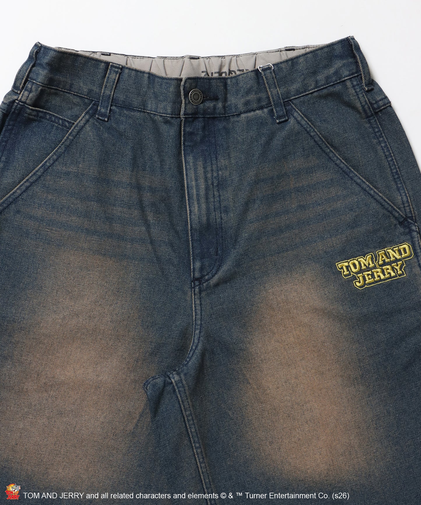 TJ STREET SHORTS DENIM / トムとジェリー ハーフパンツ ショーツ ジョーツデニム ワイド パンツ ボトムス 刺繍 加工 リジッド ワッペン ブルー