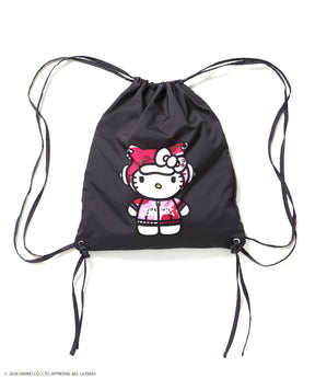 HK KITTY DAILY KNAPSACK / ナップサック バック 雑貨 ２WAY プリント リバーシブル ユニセックス ブラック系その他