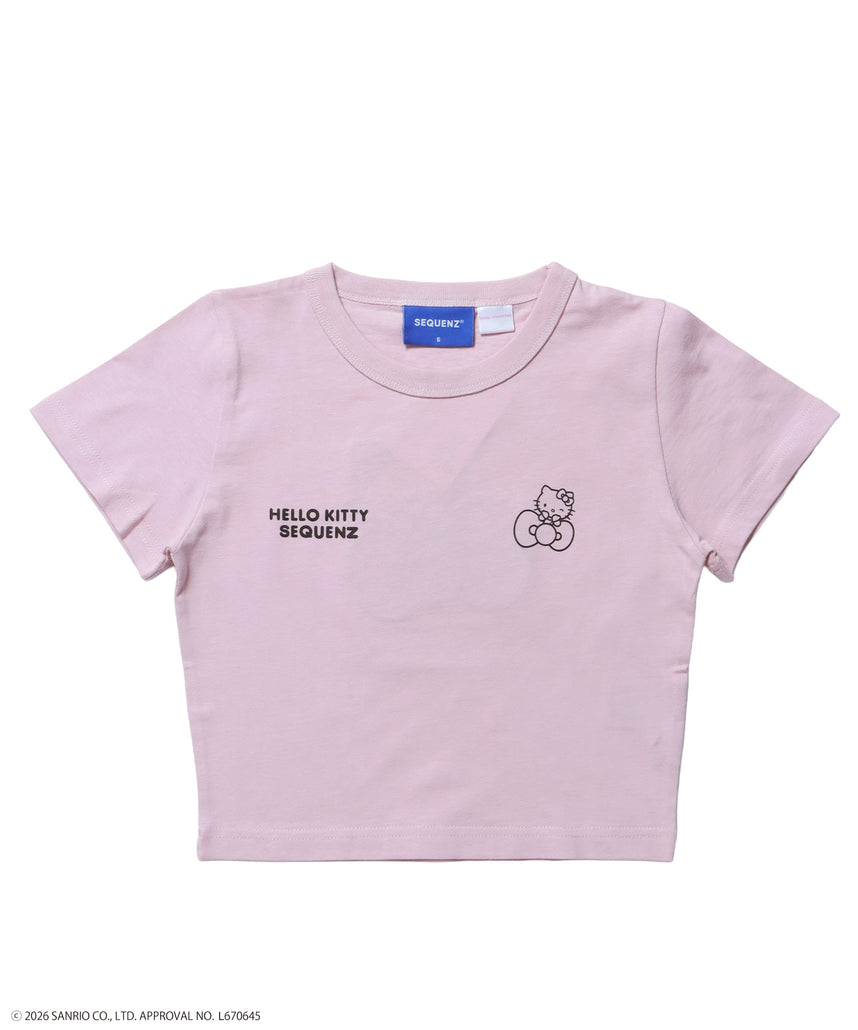 HK EMBROIDERY KITTY TEE / ハローキティ キティちゃん 半袖 クルーネック プリント ワンポイント 刺繍 ライトピンク