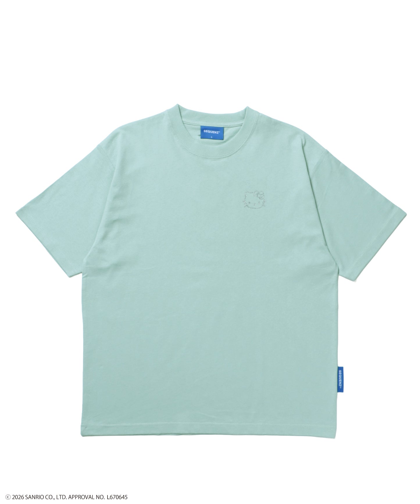 HK CIRCLE LOGO TEE / ハローキティ キティちゃん 半袖 クルーネック プリント ワンポイント ラインストーン プリント グリーン