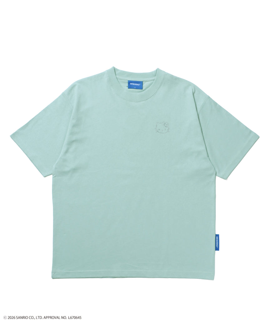 HK CIRCLE LOGO TEE / ハローキティ キティちゃん 半袖 クルーネック プリント ワンポイント ラインストーン プリント グリーン