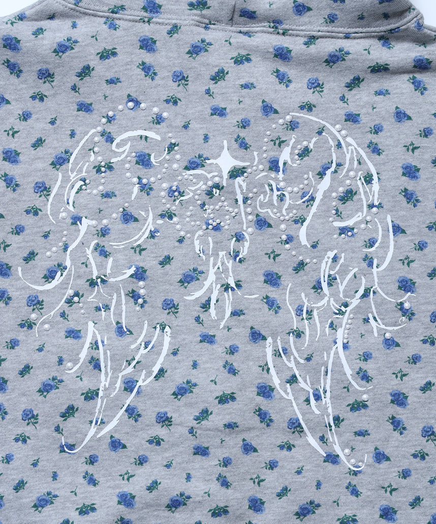 sqnz pearl short sleeve zip p/k / 半袖 ジップパーカー ダブルジップ 裏毛 ビーウェイト フーディ プリント 柄83