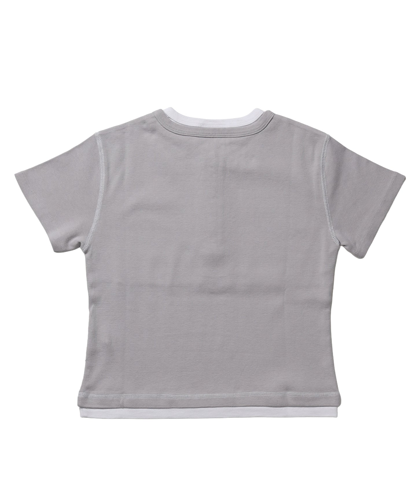 ※WEB限定 / フェイクレイヤード / バイカラーヘンリーネック半袖T /sqnz fake layered henley star tee ライトグレー