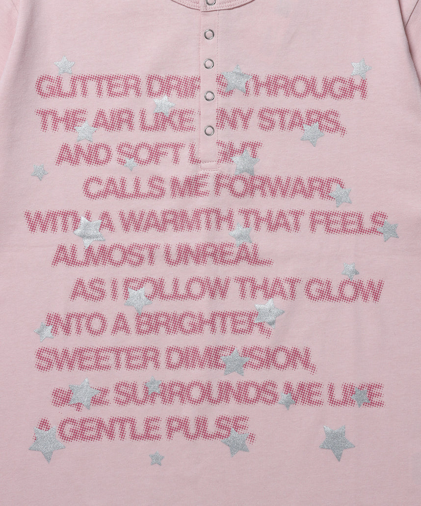 ≪予約商品≫※WEB限定 / ぼかしプリントヘンリーネックT / sqnz silver star henley tee ライトピンク