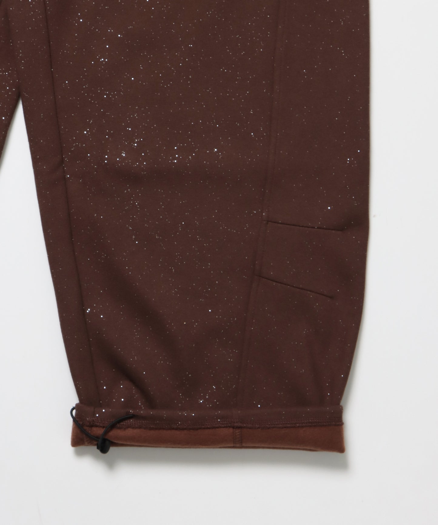 sqnz glitter sweat pants / グリッター スウェットパンツ ラインストーン ドローストリング ポケット 裏起毛 【セットアップ着用可能】 モカ