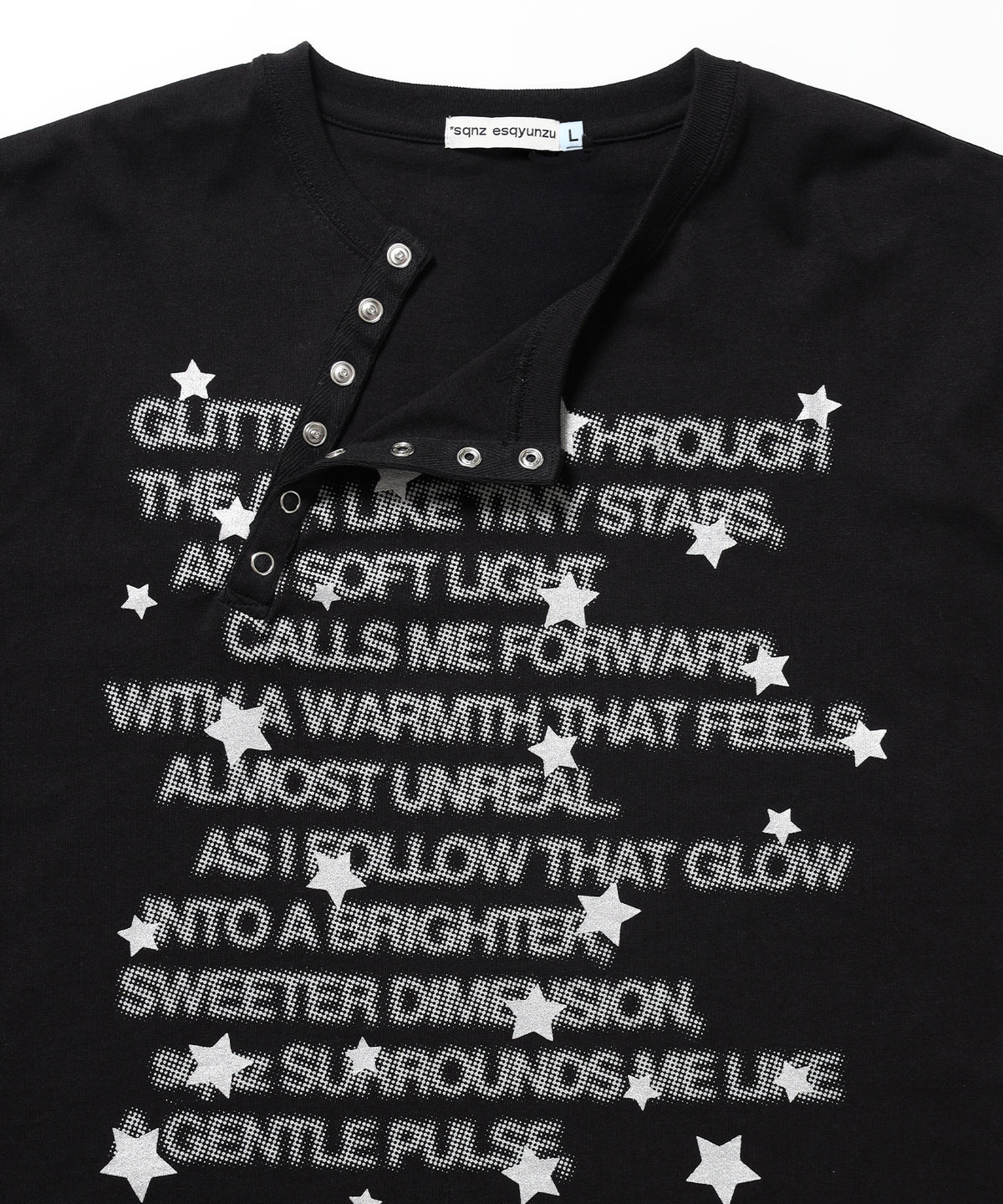 ※WEB限定 / ぼかしプリントヘンリーネックロンT / sqnzU BORDER L/S TEE ブラック
