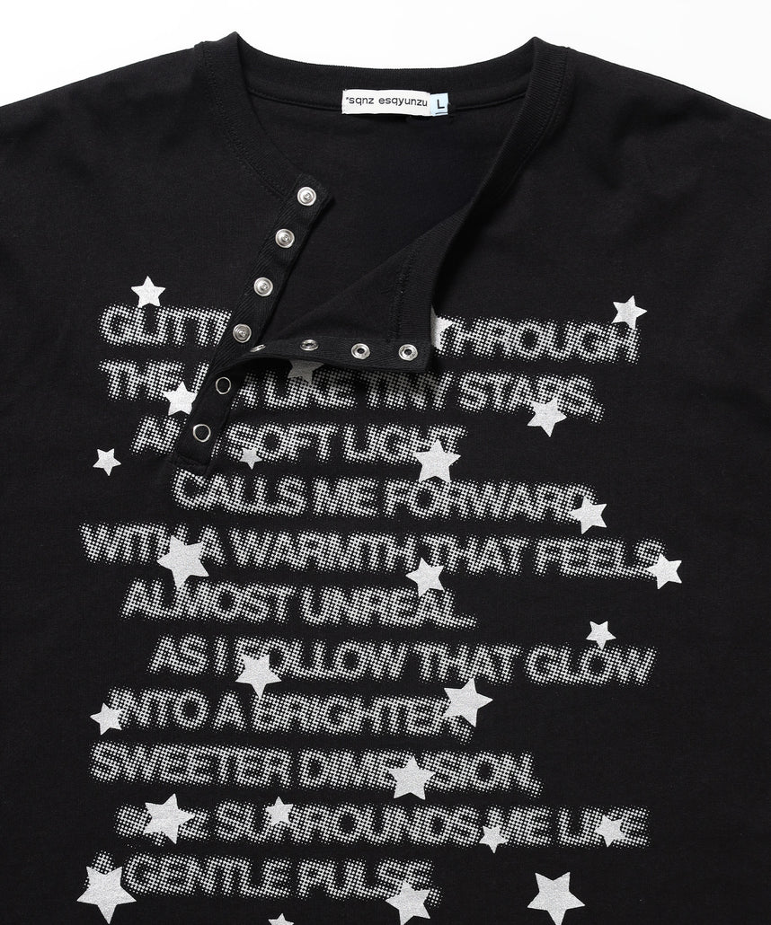 ※WEB限定 / ぼかしプリントヘンリーネックロンT / sqnzU BORDER L/S TEE ブラック