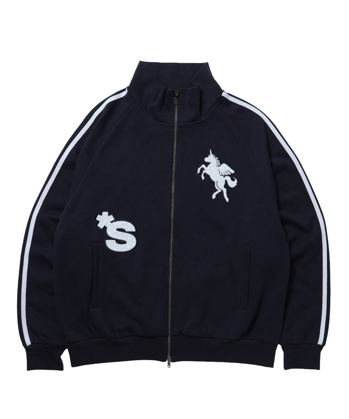 ※WEB限定 / ユニコーンワッペン刺繍トラックジャケット / sqnzU horse track jkt ネイビー