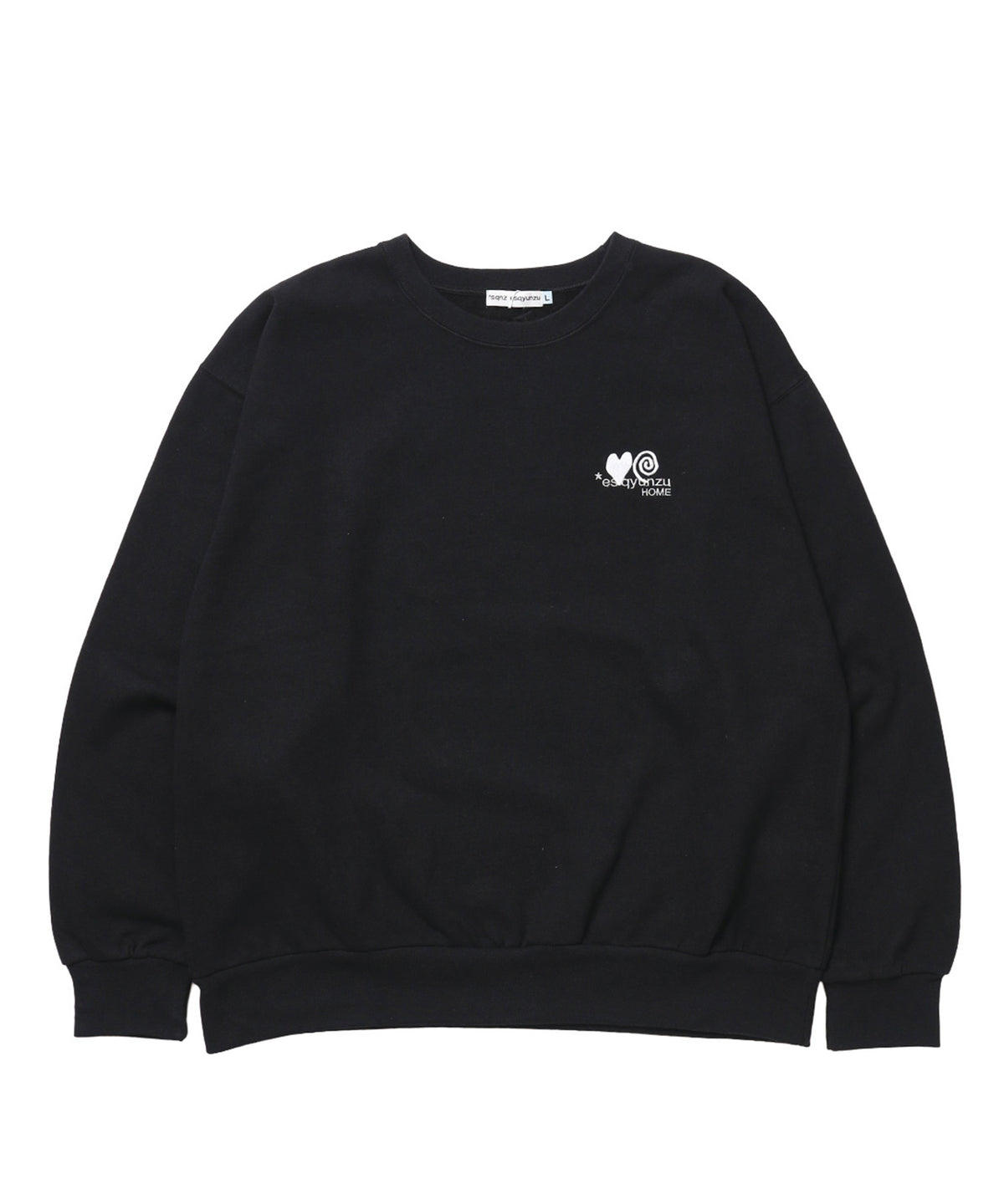※WEB限定  サークルハート刺繍裏起毛スウェット / sqnzU basic logo c/n ブラック