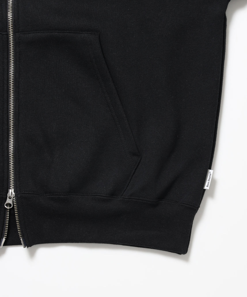 TAGGING ZIP HOODIE / ジップパーカー フード タグ 刺繍 裏起毛 ユニセックス ブラック