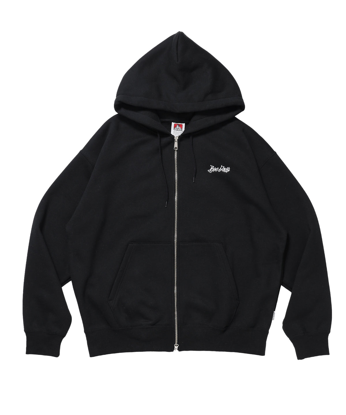 TAGGING ZIP HOODIE / ジップパーカー フード タグ 刺繍 裏起毛 ユニセックス ブラック