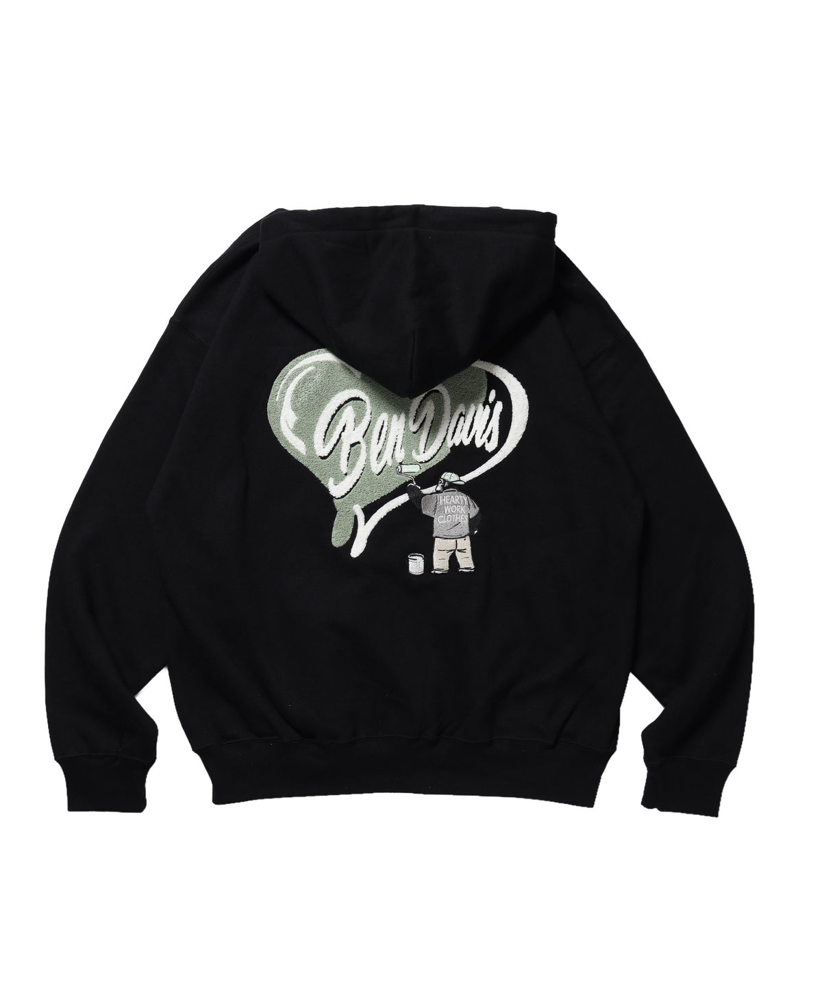 HEART CHENILLE ZIP HOODIE / ジップパーカー フード ハート チェニール 刺繍 裏起毛 ユニセックス ブラック