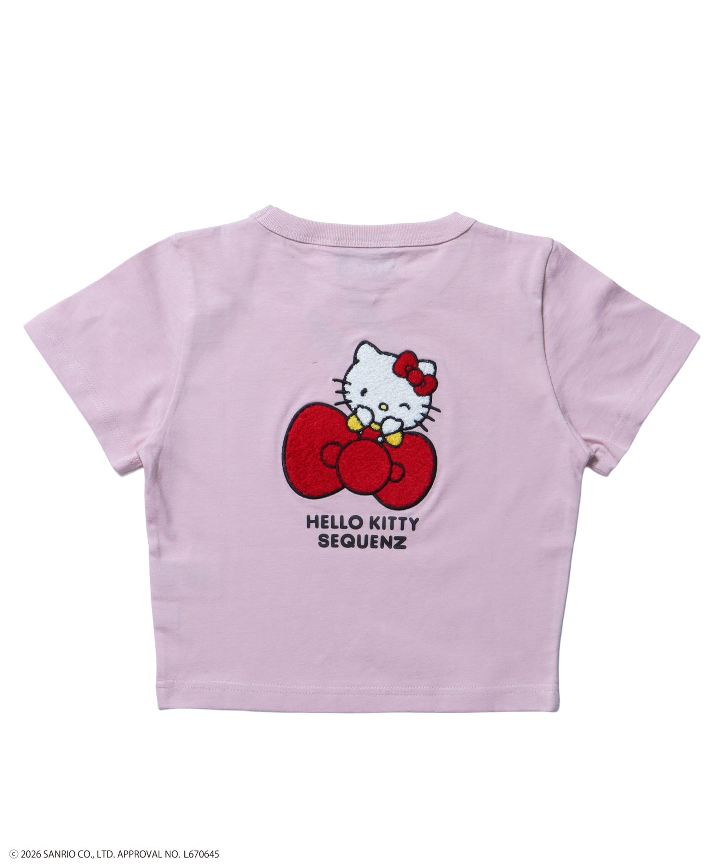 HK EMBROIDERY KITTY TEE / ハローキティ キティちゃん 半袖 クルーネック プリント ワンポイント 刺繍 ライトピンク