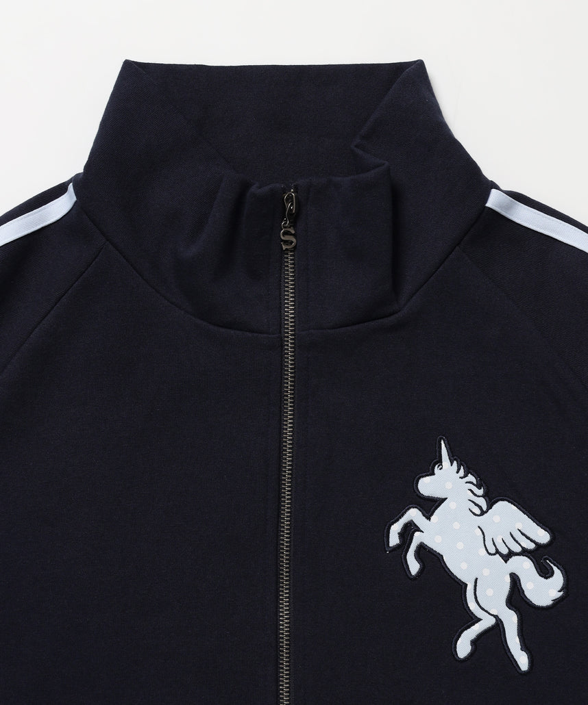 ※WEB限定 / ユニコーンワッペン刺繍トラックジャケット / sqnzU horse track jkt ネイビー