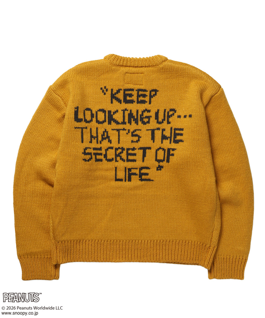 TP SNOOPY CHUNKY KNIT / スヌーピー メッセージプリント チャンキーニット イエロー