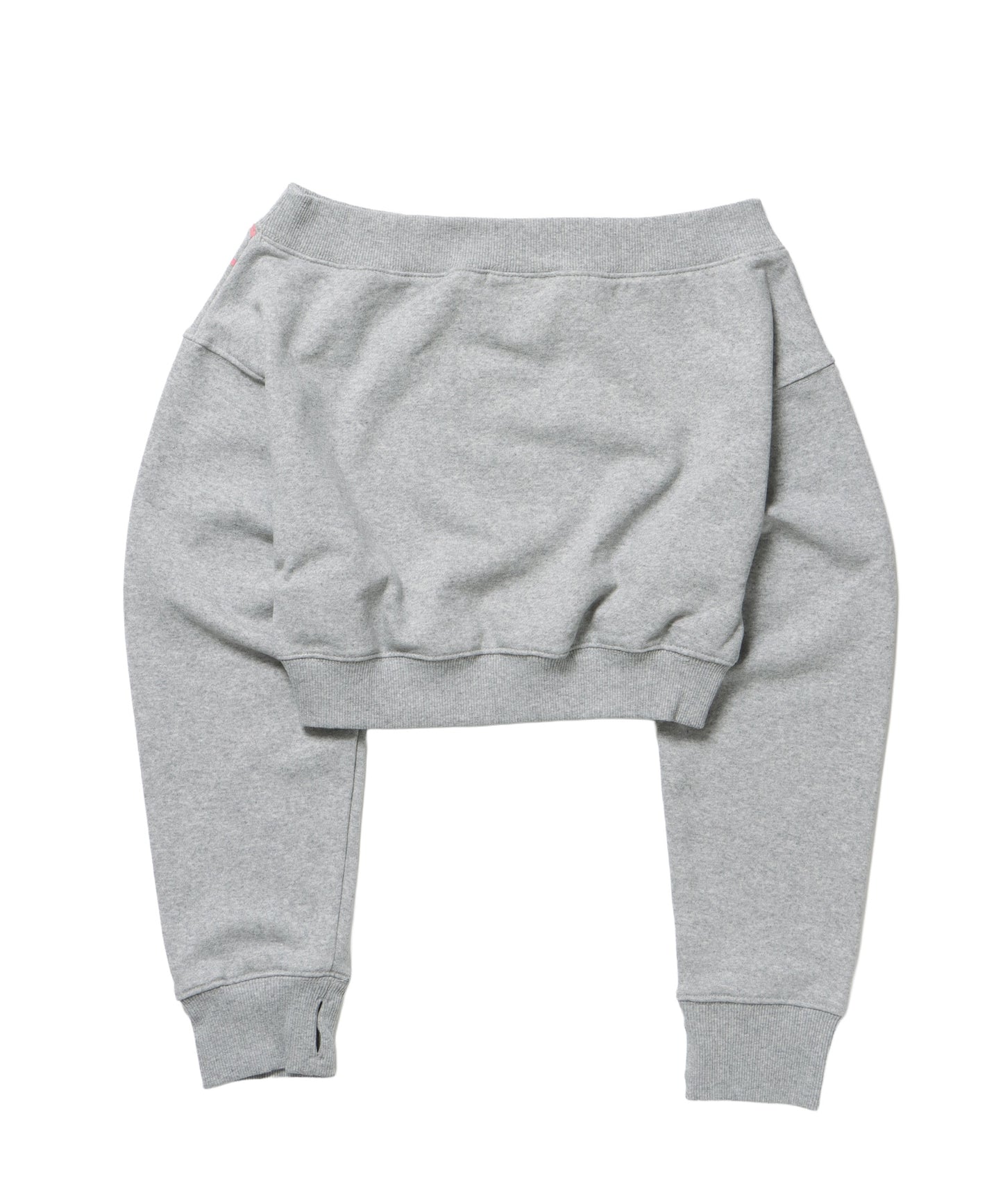 sqnz star shoulder sweat ladies / レディース ワンショルダー スタッズ 裏毛 短丈 サムホール グレー