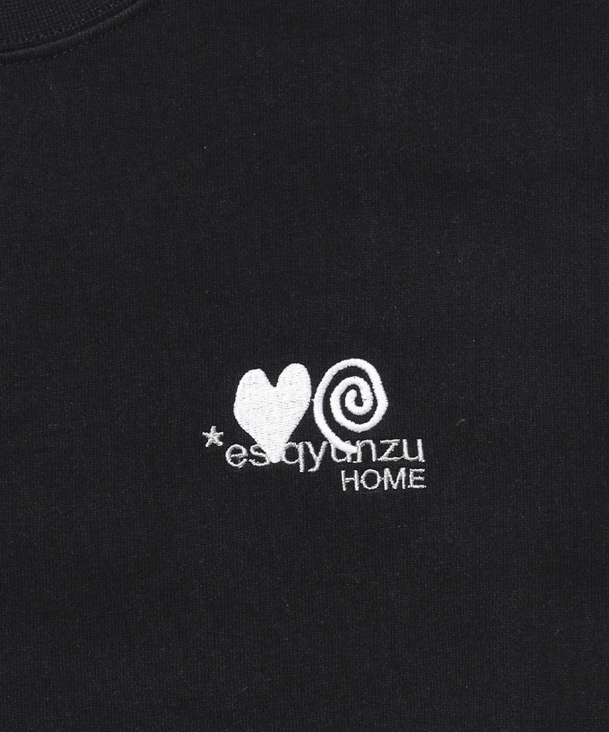 ※WEB限定  サークルハート刺繍裏起毛スウェット / sqnzU basic logo c/n ブラック