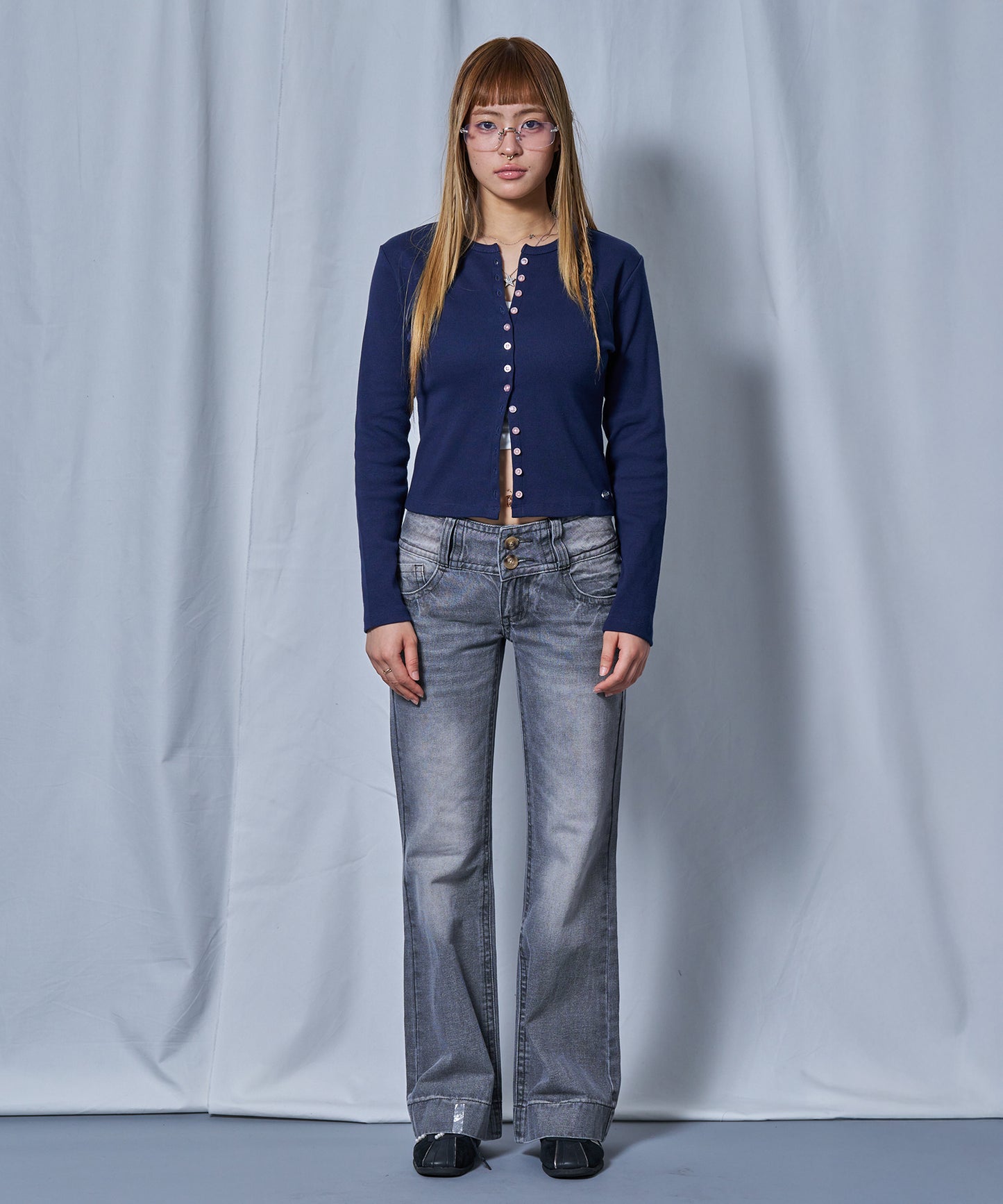 ※WEB限定 / レディースフィットカーディガン / sqnz fit cardigan ネイビー