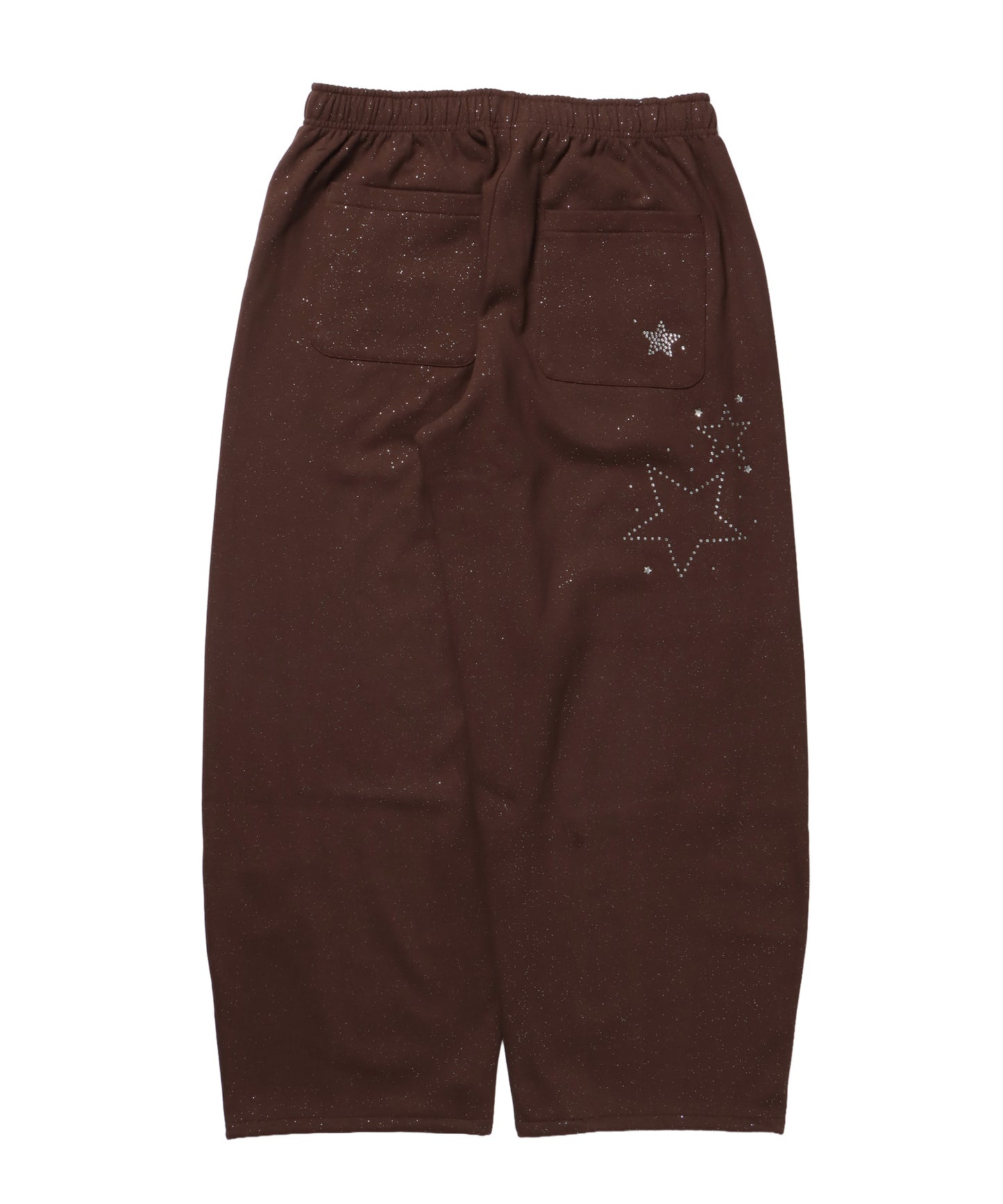 sqnz glitter sweat pants / グリッター スウェットパンツ ラインストーン ドローストリング ポケット 裏起毛 【セットアップ着用可能】 モカ