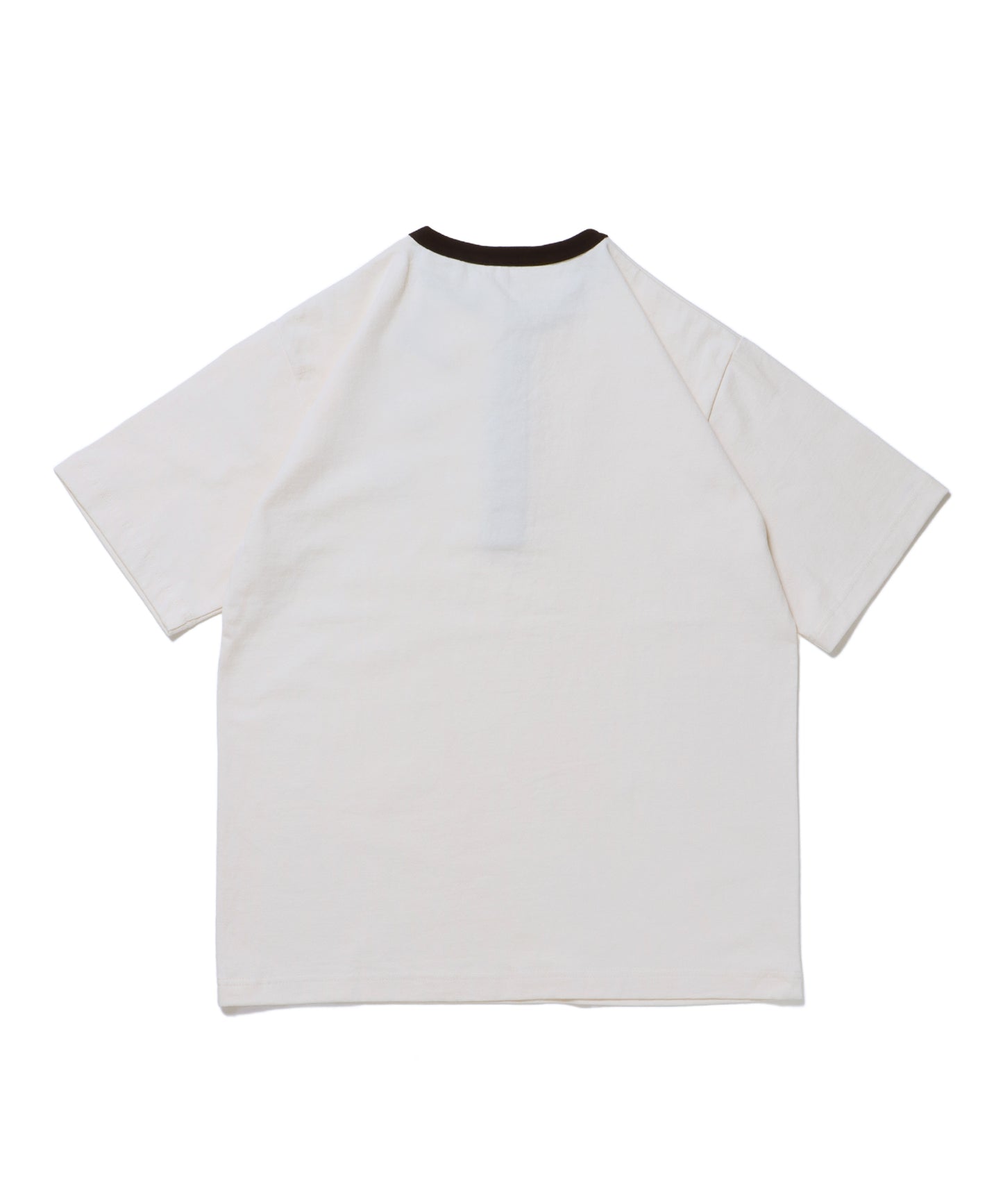 RINGER HENLEY TEE / Tシャツ 半袖 クルーネック ヘンリーネック ワンポイント クラシックフィット リンガー ワンポイント ホワイト