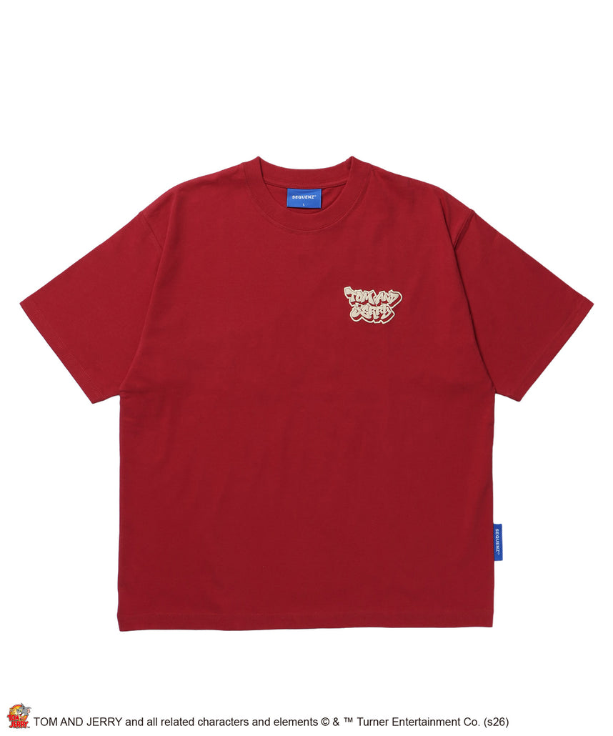 TJ SKATE BOARD TEE / トムとジェリー Tシャツ 半袖 クルーネック プリント オーバーサイズ レッド