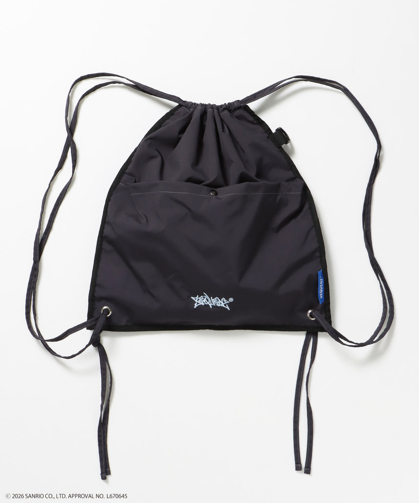 HK KITTY DAILY KNAPSACK / ナップサック バック 雑貨 ２WAY プリント リバーシブル ユニセックス ブラック