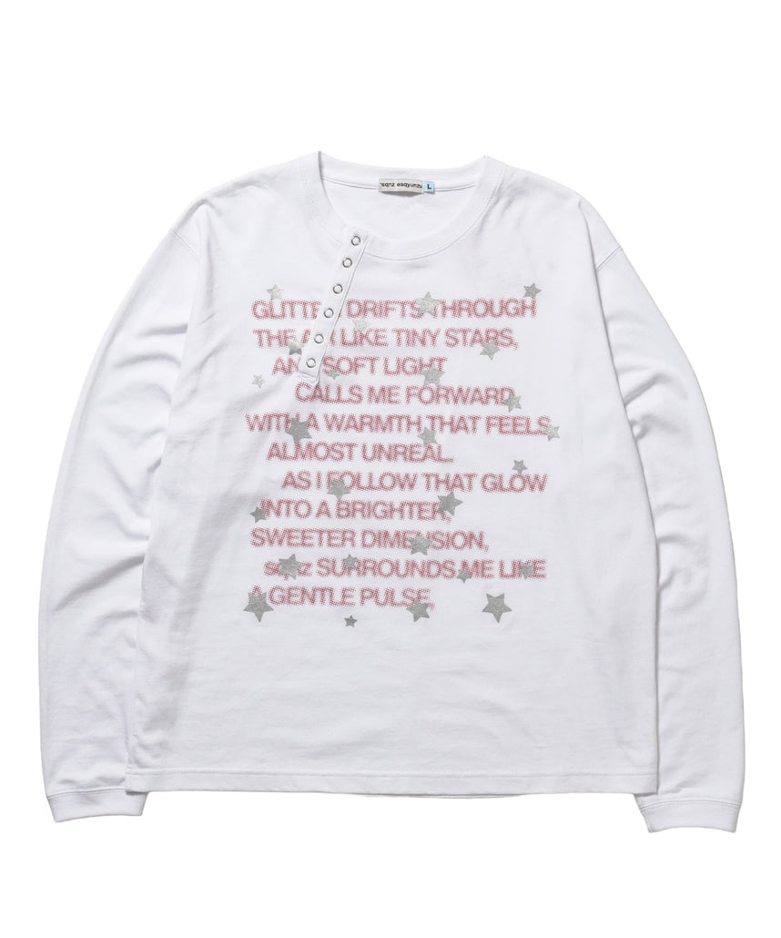 ※WEB限定 / ぼかしプリントヘンリーネックロンT / sqnzU BORDER L/S TEE ホワイト