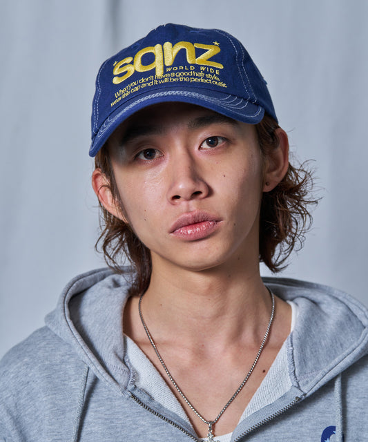 ※WEB限定 / ロゴ刺繍キャップ / sqnz logo cap ネイビー