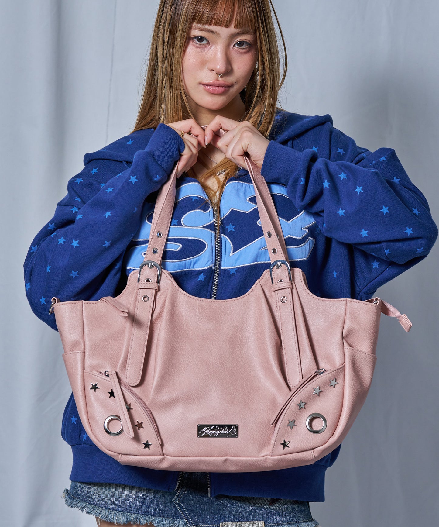 ※WEB限定 / スタースタッズ＆ハトメハンドバッグ / sqnz star eyelet bag ピンク