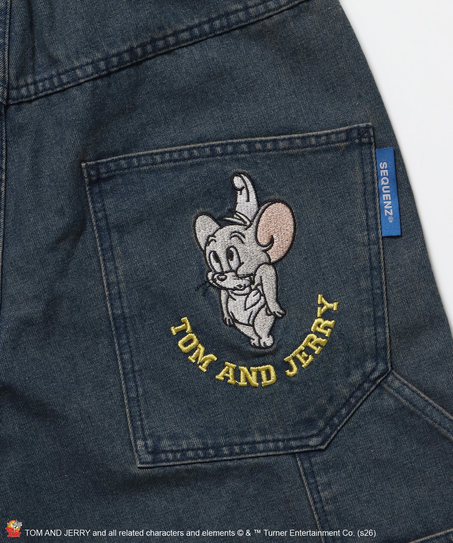 TJ STREET SHORTS DENIM / トムとジェリー ハーフパンツ ショーツ ジョーツデニム ワイド パンツ ボトムス 刺繍 加工 リジッド ワッペン ブルー