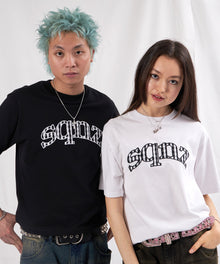 sqnz gingham applique tee / Tシャツ 半袖 クルーネック ワッペン チェック ホワイト