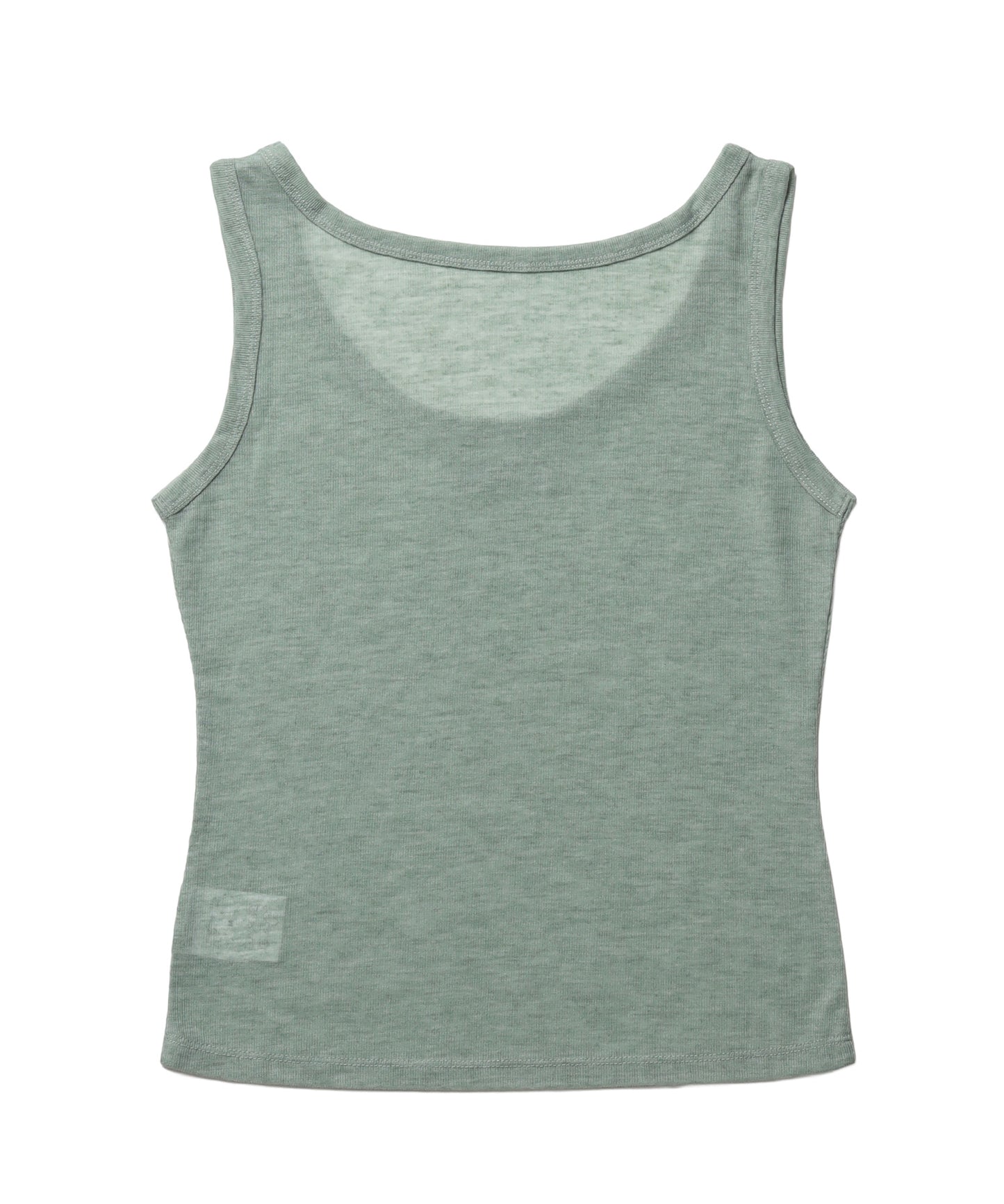 sqnz sheer layered tank / レディース シアー レイヤード ピスネーム メタルプレート タンクトップ クルーネック グリーン