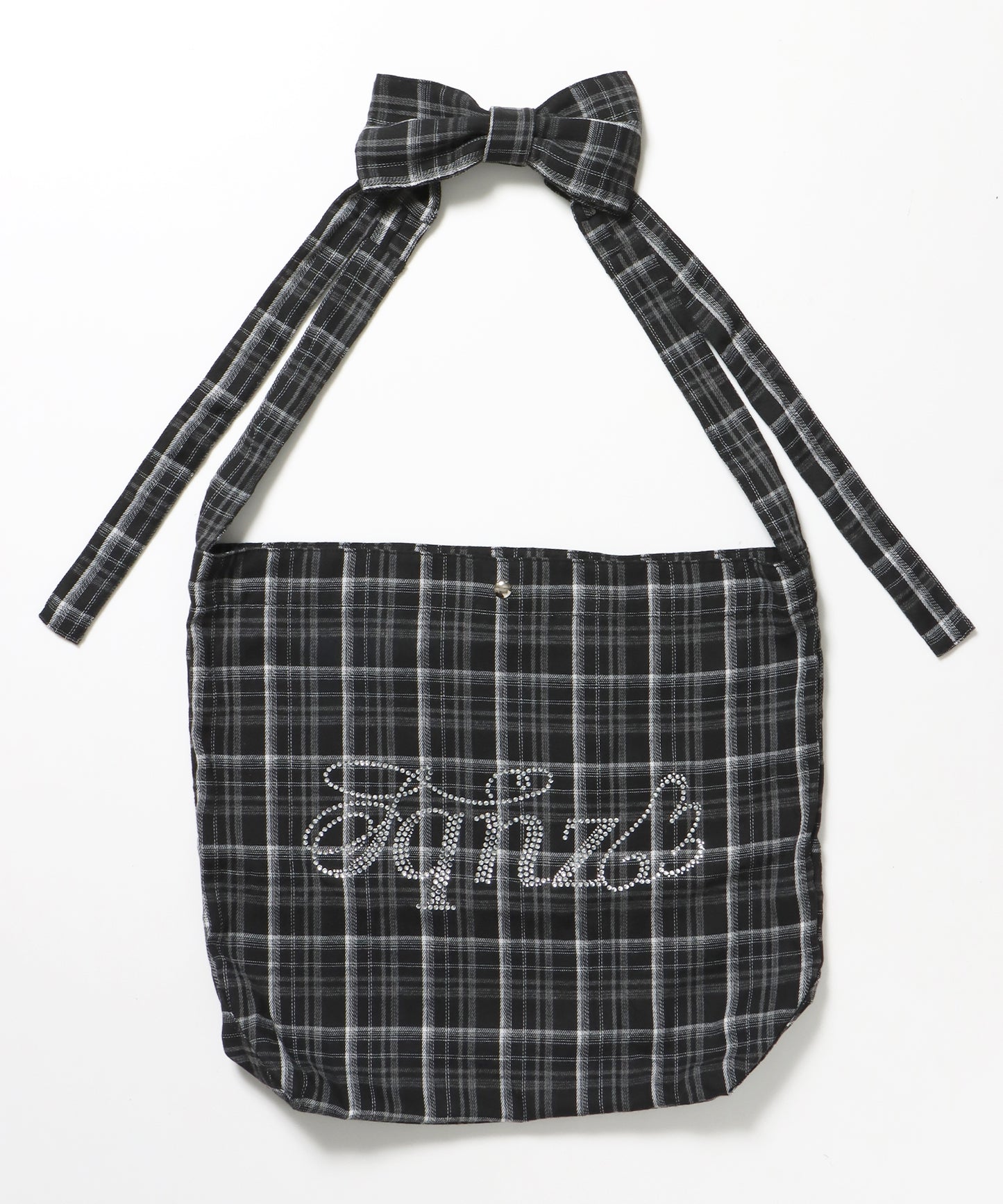 ≪予約商品≫sqnz favorite kira-kira totebag / ラインストーン バック チェック柄 2way ユニセックス ブラック