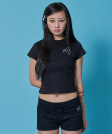 ※WEB限定 / レディースグリッターコンパクトT / sqnz glitter compact tee ブラック