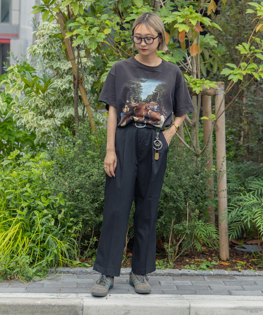 TR SIDE GATHER ANKLE PANTS / TR サイドギャザー アンクルスラックス チャコール