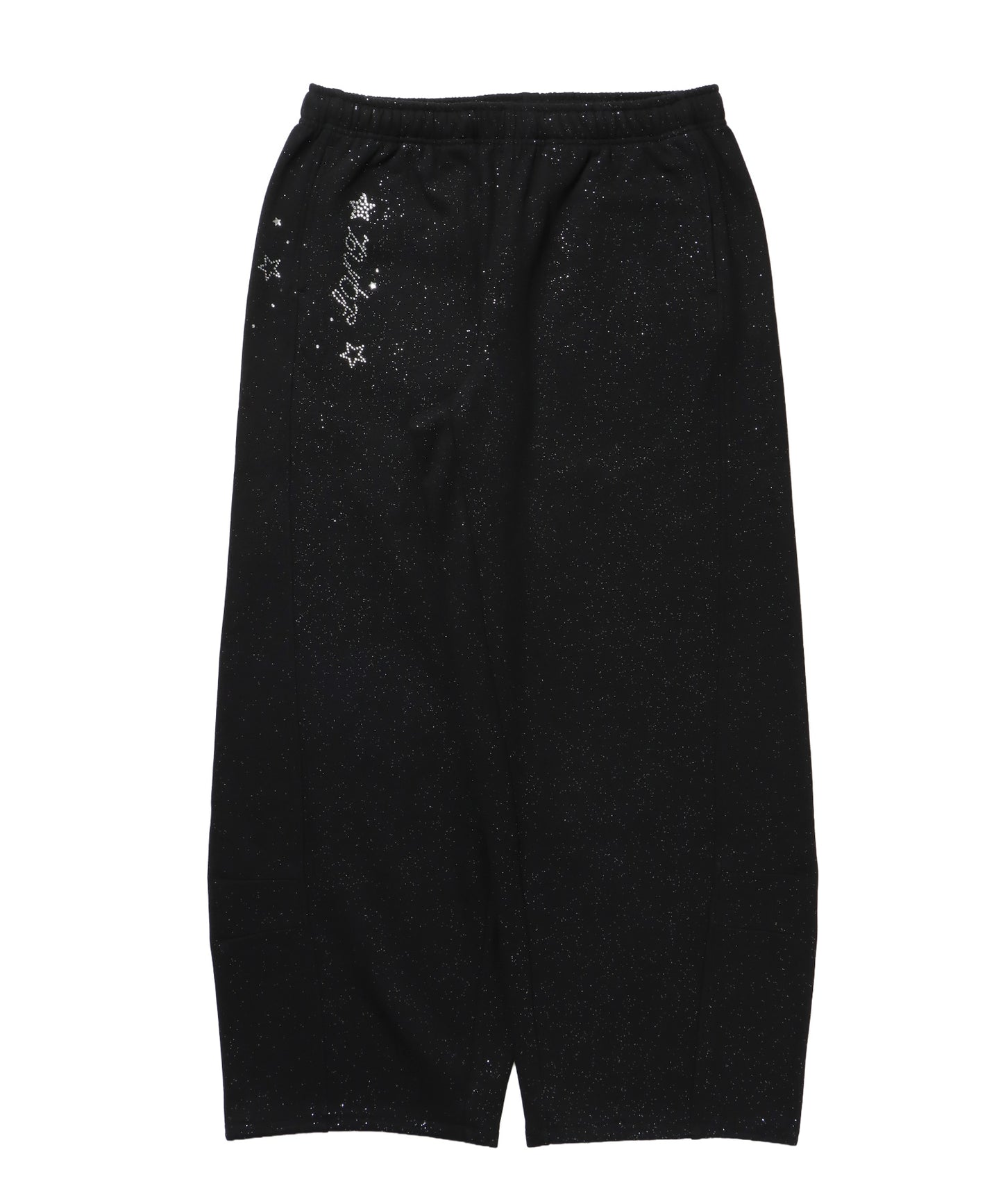 sqnz glitter sweat pants / グリッター スウェットパンツ ラインストーン ドローストリング ポケット 裏起毛 【セットアップ着用可能】 ブラック