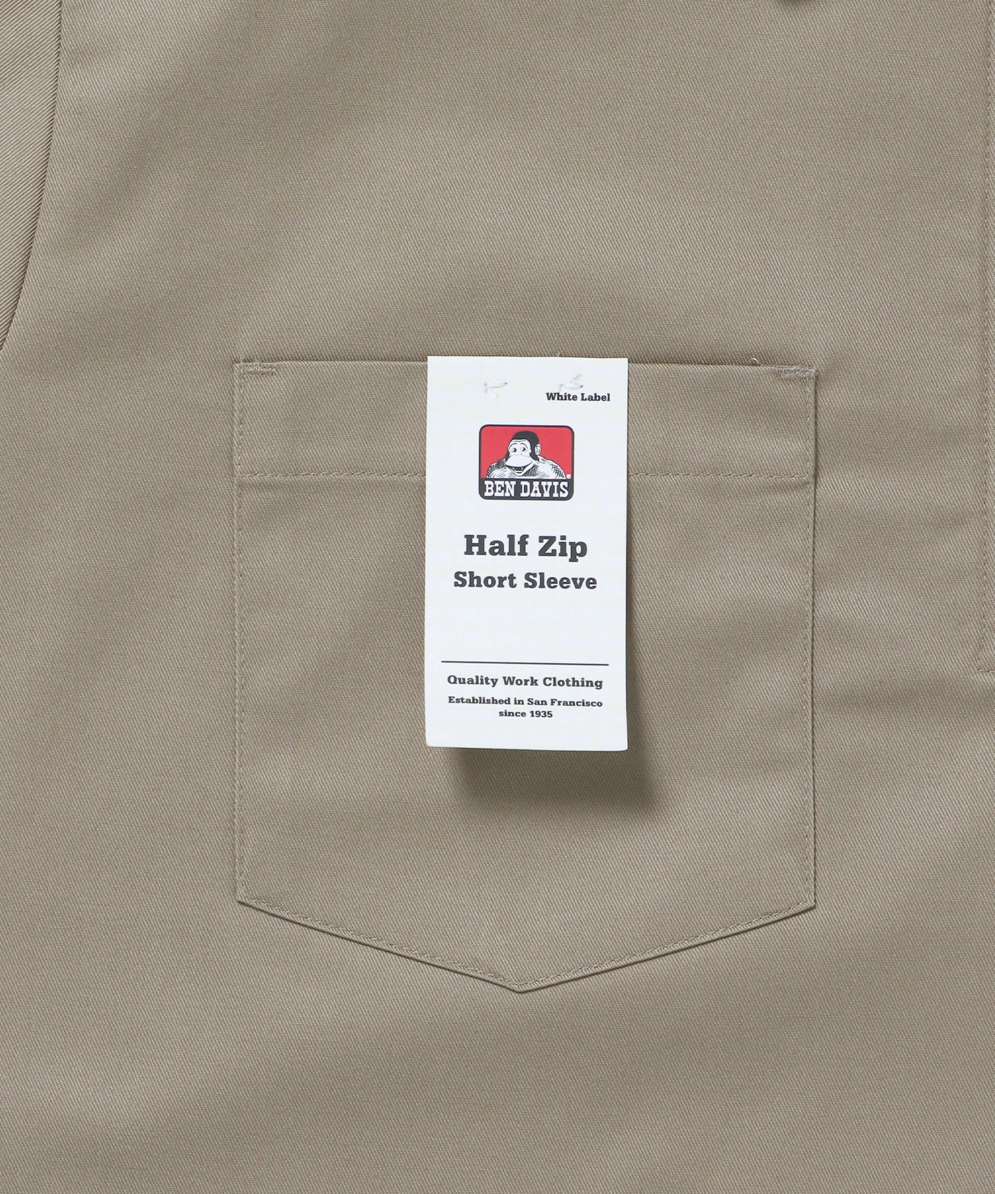 1/2ZIP S/S SHIRT / ハーフジップ シャツ 半袖 クルーネック ワンポイント ピス ワンポイント 【セットアップ着用可能】 ベージュ