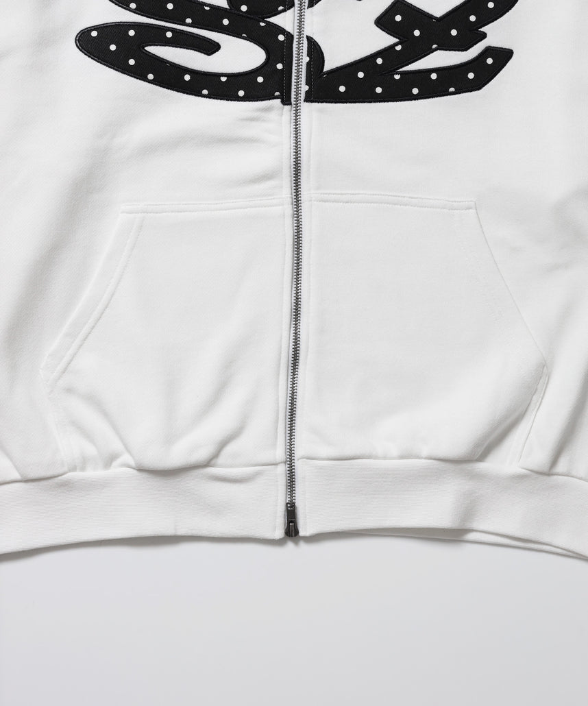 ≪予約商品≫※WEB限定 / アソートまたぎジップパーカー / sqnz logo applique zip p/k ホワイト